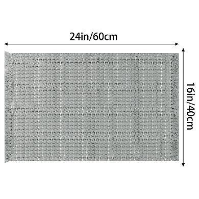 2 Pcs Bohemian Bathroom Rug With Fringe Bedroom Rug Woven Textured Rug Bath Mat 16" X 24"