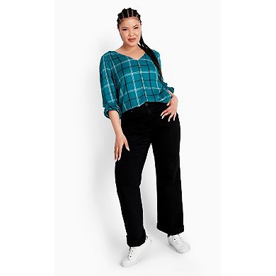 Avenue Women's Plus Size Suki Check Top
