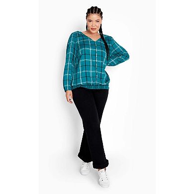 Avenue Women's Plus Size Suki Check Top