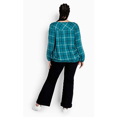 Avenue Women's Plus Size Suki Check Top