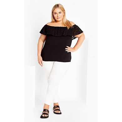 Avenue Women's Plus Size Lexi Mixed Media Top