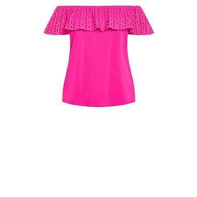 Avenue Women's Plus Size Lexi Mixed Media Top