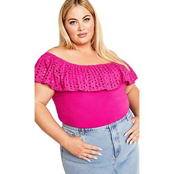 Avenue Women's Plus Size Lexi Mixed Media Top