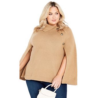 Avenue Women's Plus Size Dani Button Cape