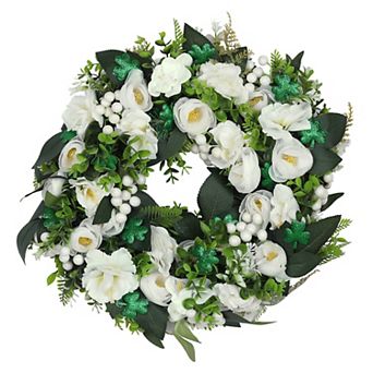 Artificial Wreath for Front Door Year Round Eucalyptus Wreaths with Flower, Boxwood, Berries