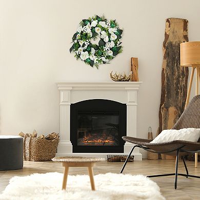 Artificial Wreath for Front Door Year Round Eucalyptus Wreaths with Flower, Boxwood, Berries