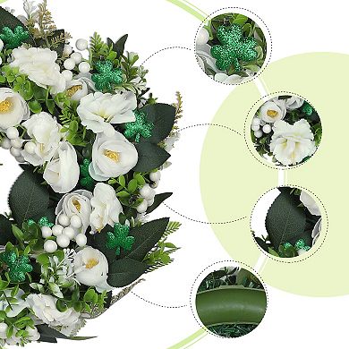 Artificial Wreath for Front Door Year Round Eucalyptus Wreaths with Flower, Boxwood, Berries