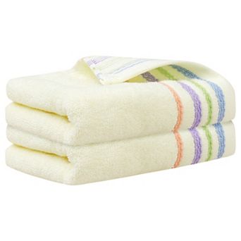 Colorful Striped Pattern 2 Pack Hand Towels, Comfort And Quick Drying Towel For Bathroom, Travel