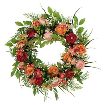Summer Front Door Wreaths Farmhouse Artificial Flower Wreath Indoor Outdoor Garland