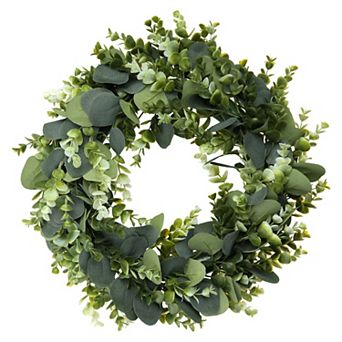 Eucalyptus Wreaths For Front Door Handmade Fall Wreath Green Leaf Wreath For Window Decor 14" Green
