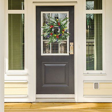 Flower Front Door Outdoor Wreath, Farmhouse Wreaths Home Decor For Wall, Window 20 Inches Green