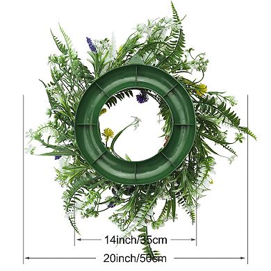 Flower Front Door Outdoor Wreath, Farmhouse Wreaths Home Decor For Wall, Window 20 Inches Green