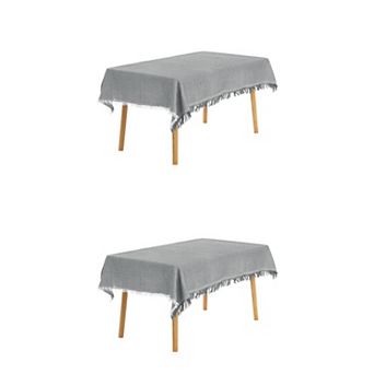 2 Pack Rectangle Tablecloth, Cotton Linen Table Cover With Tassel For Dinner Table 71"x71"