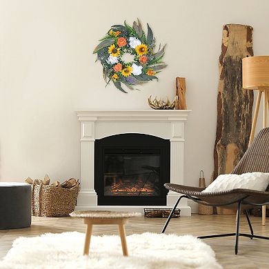 Fall Decor Wreath For Front Door, Summer Sunflower Peony Eucalyptus Wreaths