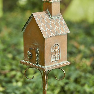 Glitzhome 53.00" H Farmhouse Faux Copper Bird House With Stake
