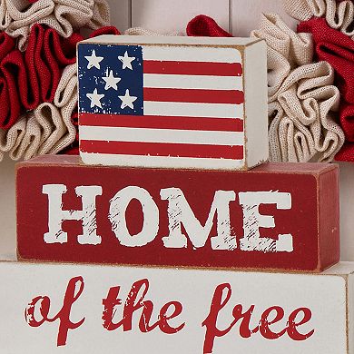Glitzhome 8.5"L American Flag Wooden Word Sign Table Decor
