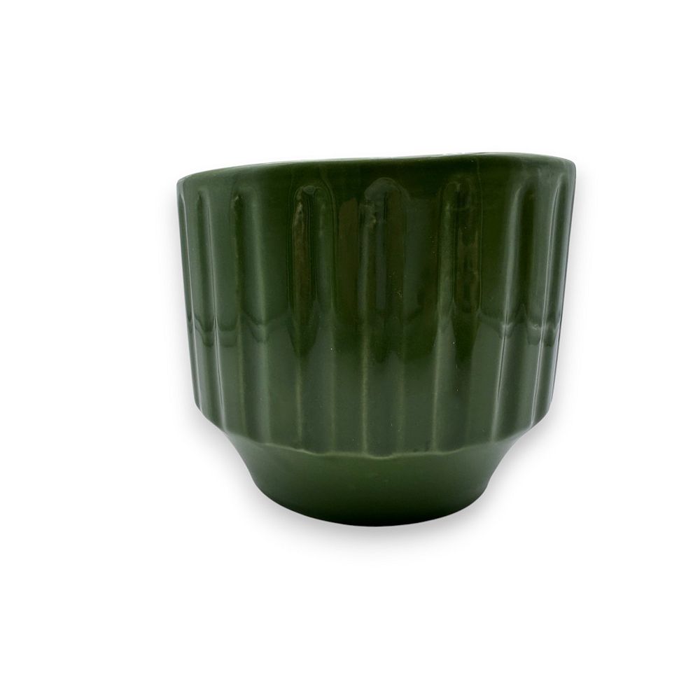 Discover Europe - Made in Italy 100% Ceramic Striped Cachepot Planter