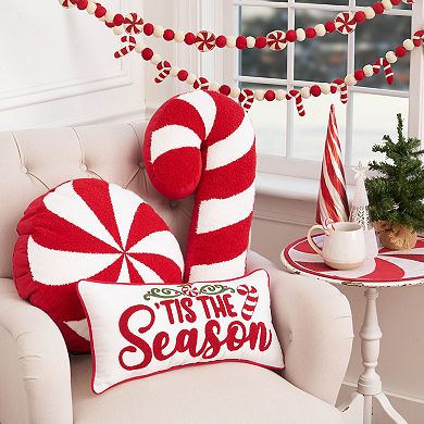 C&F Home Candy Cane Shaped Christmas Throw Pillow