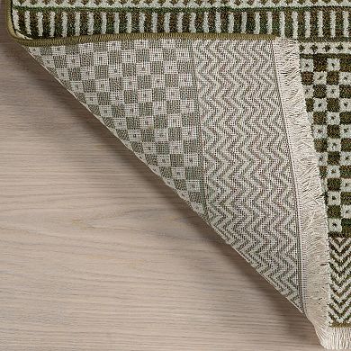 nuLOOM Lavender Geometric Fringe Area Rug