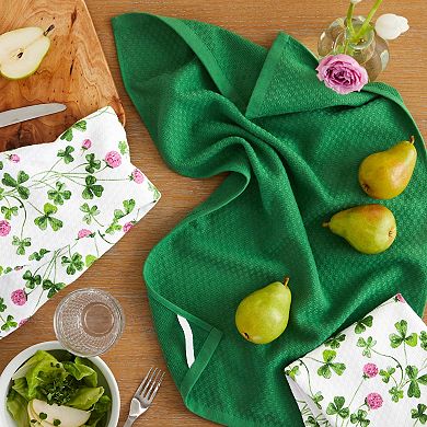 Martha Stewart 3-Pack St. Patrick's Day Clover Meadow Kitchen Towel Set