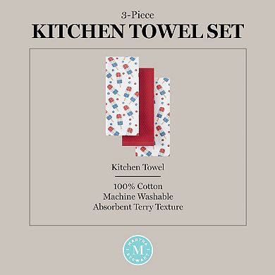 Martha Stewart 3-Pack Americana Stripesicle Ice Pop Holiday Kitchen Towels Set