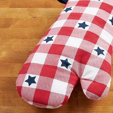Martha Stewart Americana Star Gingham Oven Mitt & Pot Holder Set