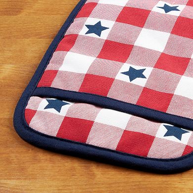Martha Stewart Americana Star Gingham Oven Mitt & Pot Holder Set
