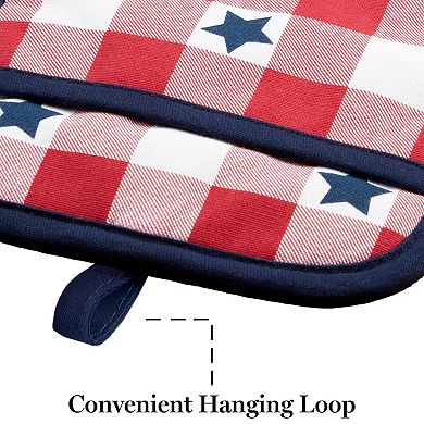 Martha Stewart Americana Star Gingham Oven Mitt & Pot Holder Set
