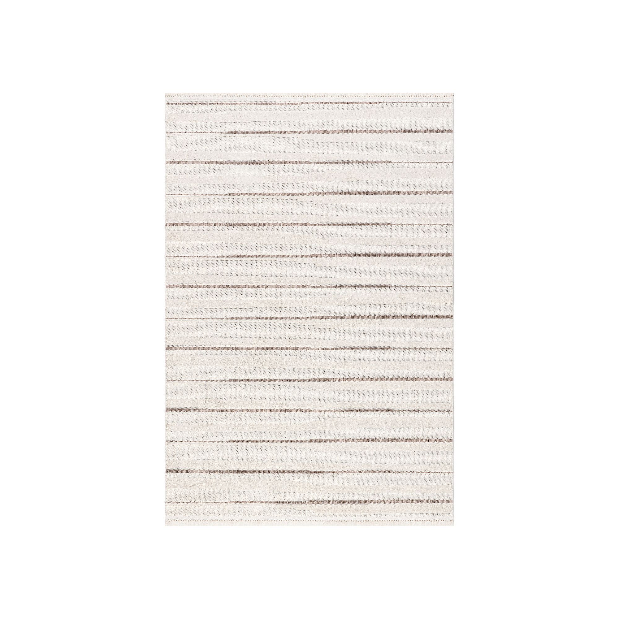 Rugs USA Aloe Striped Tassels Area Rug, Beige