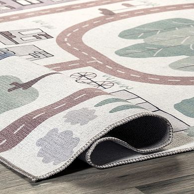 nuLOOM Chalea Kids Town Machine Washable Area Rug