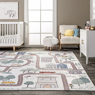 nuLOOM Chalea Kids Town Machine Washable Area Rug