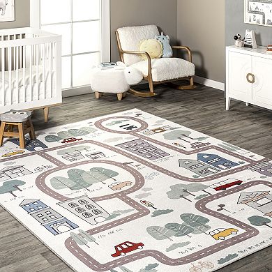 nuLOOM Chalea Kids Town Machine Washable Area Rug
