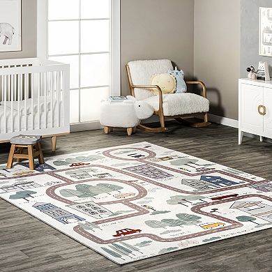 nuLOOM Chalea Kids Town Machine Washable Area Rug