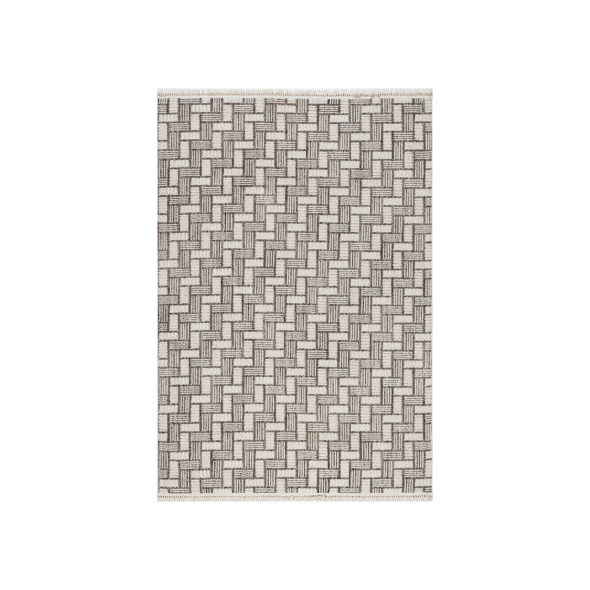 Rugs USA Alora Geometric Tassels Area Rug, Ivory