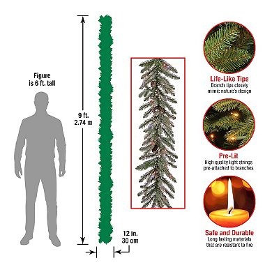 National Tree Company 9 ft. Artificial Snowy Morgan Spruce Garland with Twinkly LED Lights