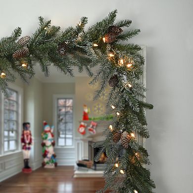 National Tree Company 9 ft. Artificial Snowy Morgan Spruce Garland with Twinkly LED Lights