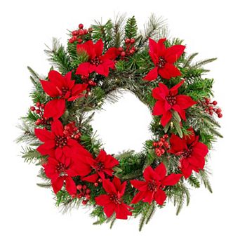 National Tree Company 26 in Artificial Colonial Wreath with Battery Operated LED Lights
