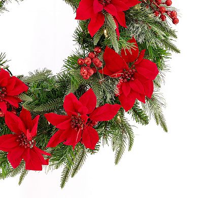 National Tree Company 26 in. Artificial Colonial Wreath with Battery Operated LED Lights