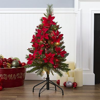 National Tree Company 3-ft. Pre-Lit Feel Real Colonial Pencil Slim Hinged Artificial Christmas Tree