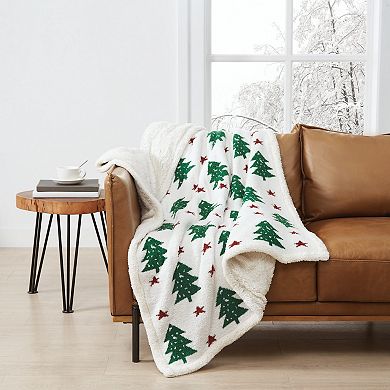 Truly Soft Cozy Tree and Star Holiday Throw Blanket