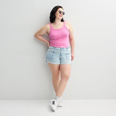 Juniors' Plus Size SO® Scoop Neck Ribbed Tank Top