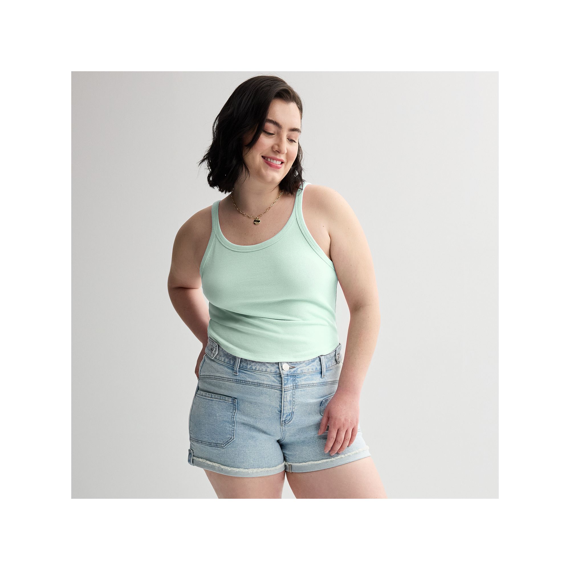 Juniors Plus Size SO® Scoop Neck Ribbed Tank Top, Girls, Size: 1XL, Iced