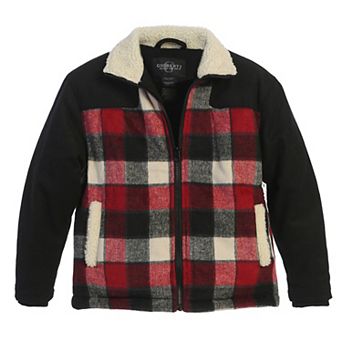 Gioberti Kid's Full Zip Wool-Like Plaid Jacket with Warm Cozy Inner Padding and Sherpa Collar
