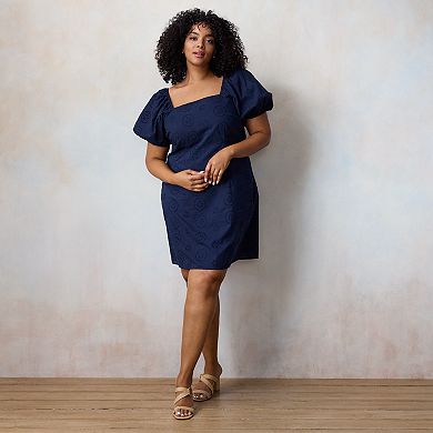 Plus Size LC Lauren Conrad Puffed Sleeve Square Neck Midi Dress