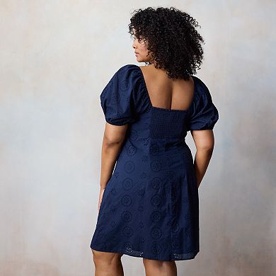 Plus Size LC Lauren Conrad Puffed Sleeve Square Neck Midi Dress