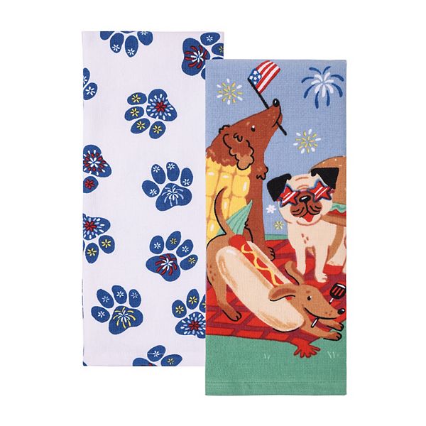 Celebrate Together™ Americana Picnic Dogs Kitchen Towels 2-Pack - Blue
