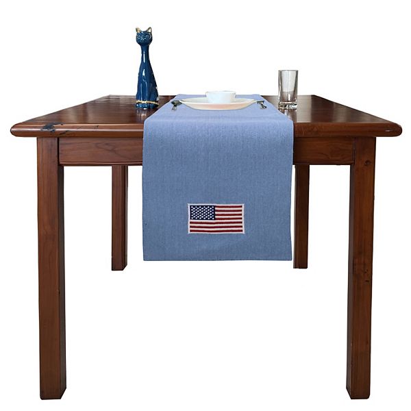 Celebrate Together™ Americana Denim Embroidered Flag Table Runner - Denim