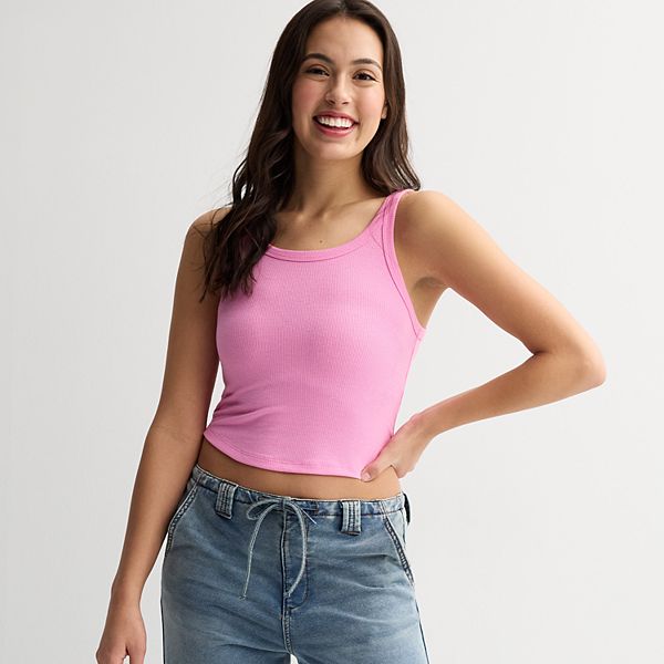 Juniors' SO® Scoop Neck Drapey Ribbed Tank Top - Pajama Pink (X LARGE)