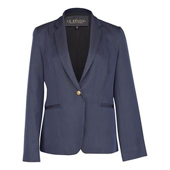 Navy Peak-lapels Single-breasted Blazer