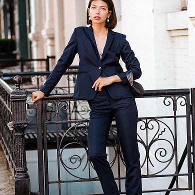 Navy Peak-lapels Single-breasted Blazer